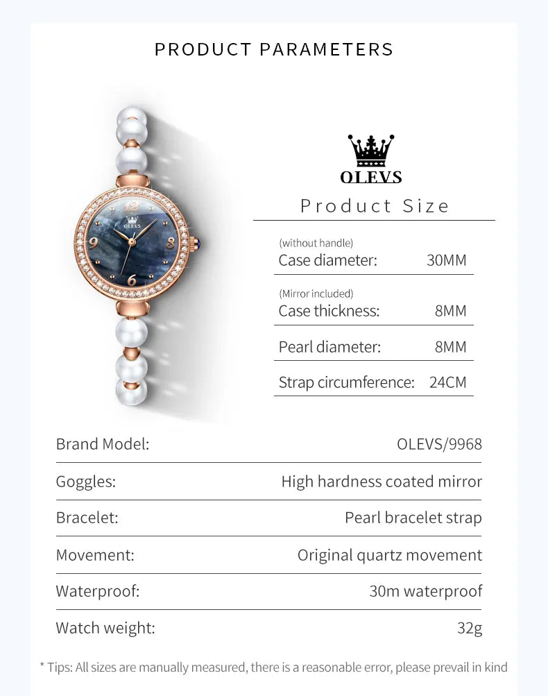 Olevs Watch Pearl Bracel